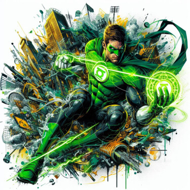 数字艺术 标题为“Le Green lantern de…” 由Tsuiho, 原创艺术品, AI生成的图像