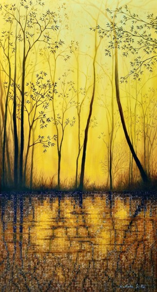 Painting titled "Forest of Light/For…" by Nathalie Si Pié, Original Artwork, Oil