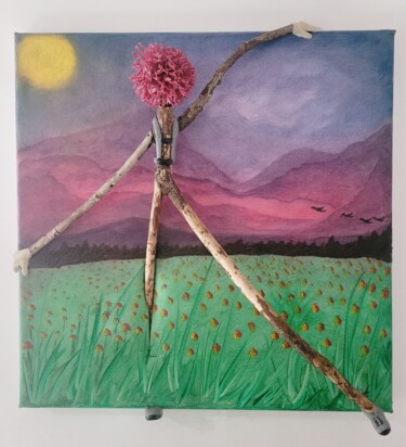 Painting titled "Loin toujours plus…" by Sandra Veillette, Original Artwork, Acrylic Mounted on Wood Stretcher frame