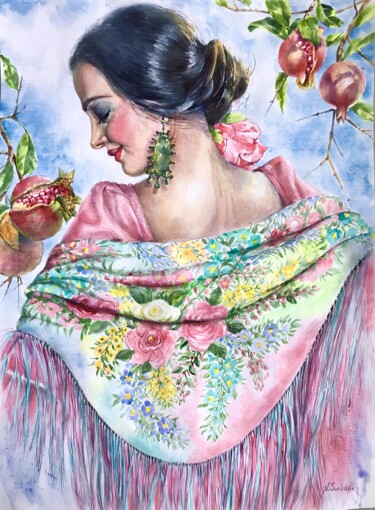 Granada. Painting titled "Granada." by Nataliia Savchuk, Original Artwork, Watercolor