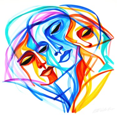 数字艺术 标题为“Abstract Face Art -…” 由Sykart Designs, 原创艺术品, AI生成的图像