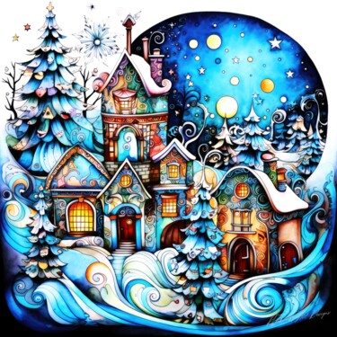 Arte digital titulada "Christmas Scenery -…" por Sykart Designs, Obra de arte original, Imagen generada por IA