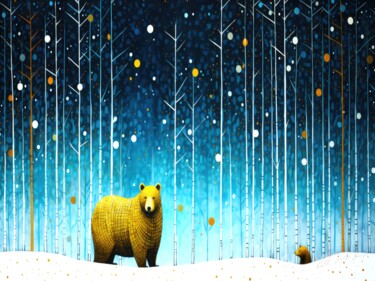 Winter Bear Viral - Bear In The Snow Arts numériques intitulée "Winter Bear Viral -…" par Sykart Designs, Œuvre d'art originale, Image générée par l'IA