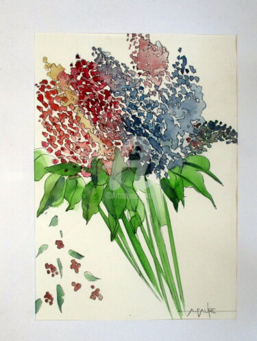 HARMONIE FLORALE Peinture intitulée "HARMONIE FLORALE" par Alain Faure, Œuvre d'art originale, Aquarelle Monté sur Autre panneau rigide