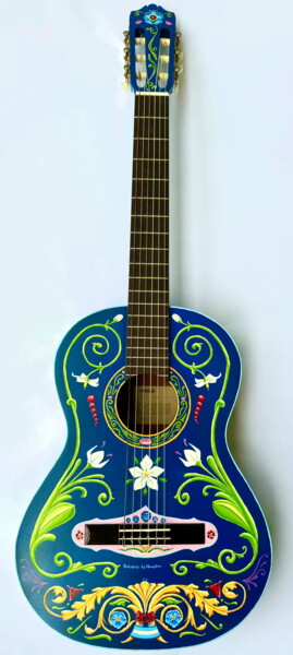 Guitare Yamaha 3/4 customisée avec un décor Argentin 绘画 标题为“Guitare Yamaha 3/4…” 由Patrice Le Houedec, 原创艺术品, 油