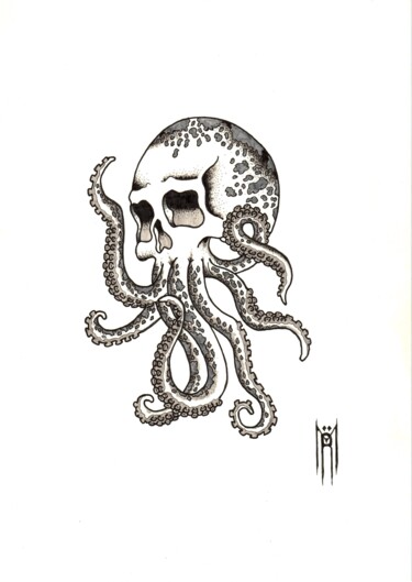 图画 标题为“SkullKraken” 由Daniel Ströfer, 原创艺术品, 标记