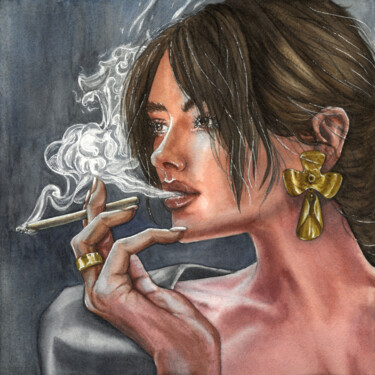 绘画 标题为“Watching the show” 由Diana Rode, 原创艺术品, 水彩