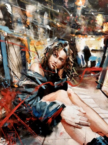 Pittura intitolato "Selina" da Manu Toxxic, Opera d'arte originale, Acquarello