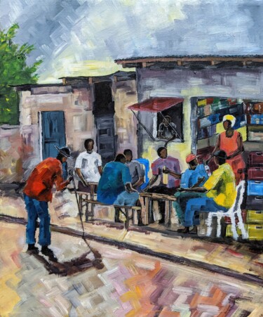 GRANDPA'S BOUTIQUE Painting titled "GRANDPA'S BOUTIQUE" by Noah Bugingo, Original Artwork, Acrylic Mounted on Wood Stretcher frame