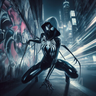 Arts numériques intitulée "Spider black girl" par Tsuiho, Œuvre d'art originale, Image générée par l'IA