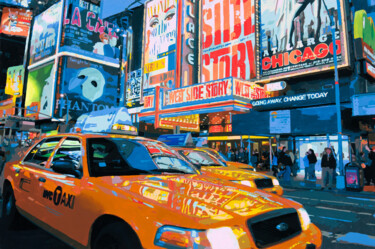 Pittura intitolato "Broadway Nightlights" da Marco Barberio, Opera d'arte originale, Acrilico Montato su Telaio per barella…