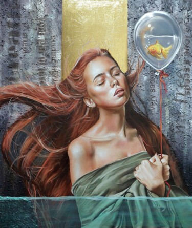 绘画 标题为“Breathing Out Loud” 由Simona Zecca, 原创艺术品, 油 安装在木板上