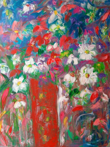 Peinture intitulée "Flocons d'amour" par Sandra Land, Œuvre d'art originale, Huile