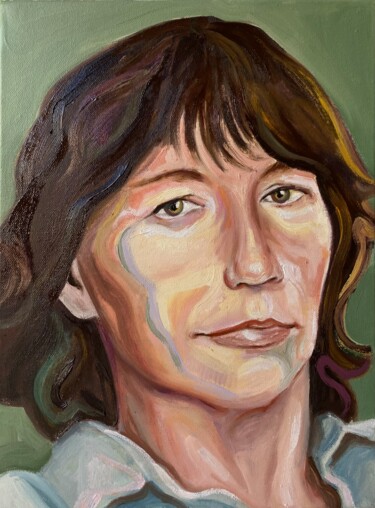 Painting titled "Magdalena Abakanowi…" by Anastazja Dżupina, Original Artwork, Oil Mounted on Wood Stretcher frame
