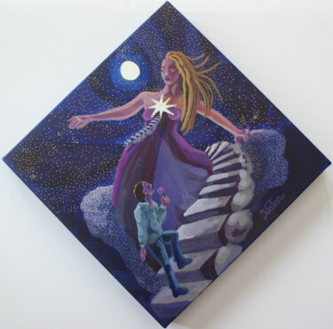 Painting titled "Conquête" by Nathalitay, Original Artwork, Acrylic Mounted on Wood Stretcher frame