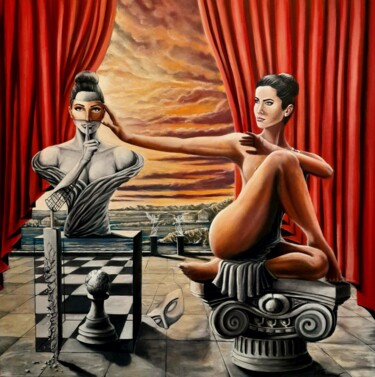 绘画 标题为“Le masque de la réa…” 由Franck Rosseeuw, 原创艺术品, 油