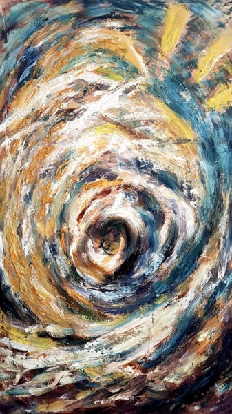 Painting titled ""SOUL OF THE UNIVER…" by Daina Maslauskaite, Original Artwork, Oil Mounted on Wood Stretcher frame