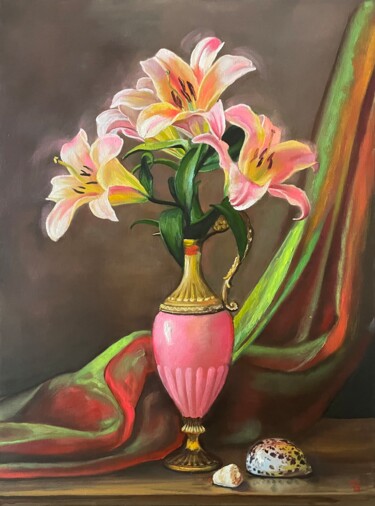 Лилии Painting titled "Лилии" by Nataliia Osadchuk, Original Artwork, Oil