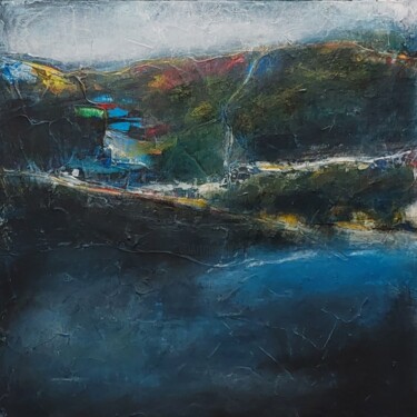 Painting titled "ELLE DESCENDAIT DE…" by Patricia Delorme, Original Artwork, Acrylic Mounted on Wood Stretcher frame