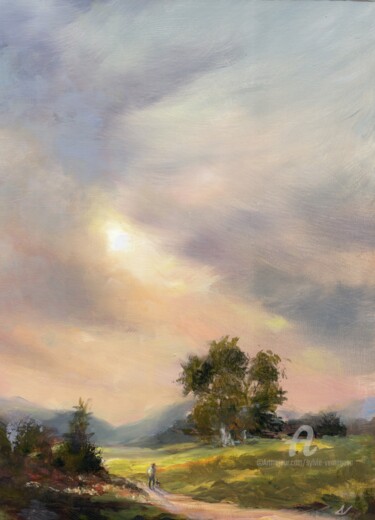 Peinture intitulée "Paysage de campagne" par Sylvie Vernageau, Œuvre d'art originale, Huile