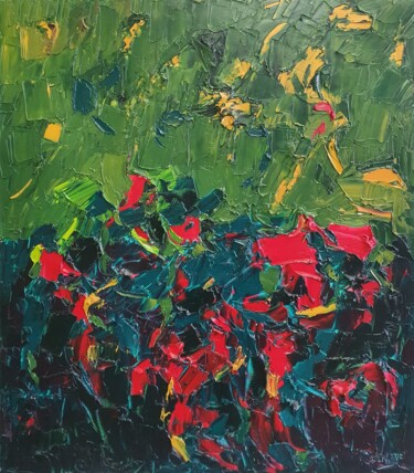 Painting titled "cromatico complemen…" by Domenico Asmone, Original Artwork, Oil Mounted on Wood Stretcher frame
