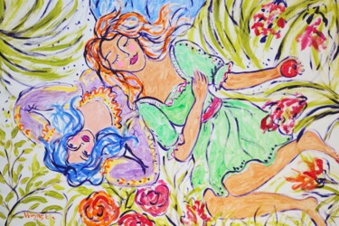 Oktober Girls Original Painting Big 绘画 标题为“Oktober Girls Origi…” 由Natalya Volynska, 原创艺术品, 丙烯