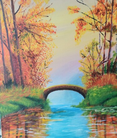 Painting titled "Couleurs d'automne" by Suzanne Trenchant, Original Artwork, Acrylic