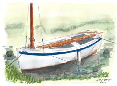 Peinture intitulée "Canot chausiais lis…" par Jacques Turbert, Œuvre d'art originale, Aquarelle
