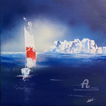 Schilderij getiteld "Traversée glaciale" door Claire Morand, Origineel Kunstwerk, Acryl Gemonteerd op Frame voor houten bran…