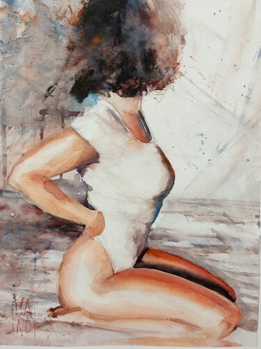 Pittura intitolato "Amandine" da Manu Toxxic, Opera d'arte originale, Acquarello