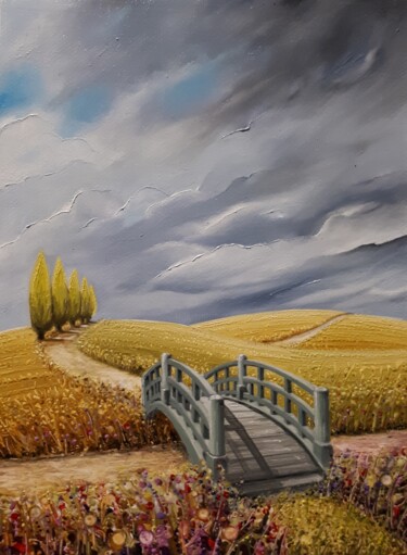 Peinture intitulée ""Après le deuxième…" par Frédéric Letrun, Œuvre d'art originale, Huile Monté sur Panneau de bois
