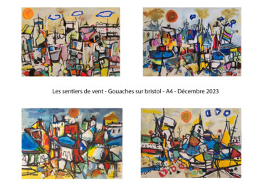 Schilderij getiteld "Les sentiers de vent" door Muriel Cayet, Origineel Kunstwerk, Gouache