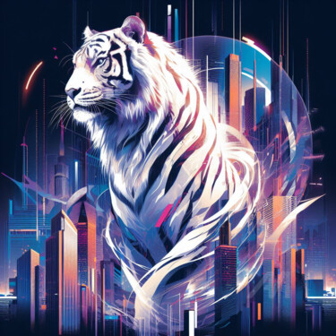 数字艺术 标题为“La nuit tigre lunai…” 由Tsuiho, 原创艺术品, AI生成的图像