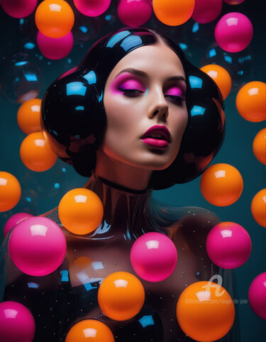 数字艺术 标题为“Latex Bubbles Girl I” 由Rouge De Joie, 原创艺术品, AI生成的图像