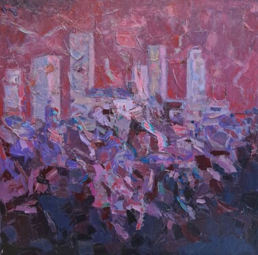 Tramonto cromatico a San Gimignano Peinture intitulée "Tramonto cromatico…" par Domenico Asmone, Œuvre d'art originale, Huile Monté sur Châssis en bois