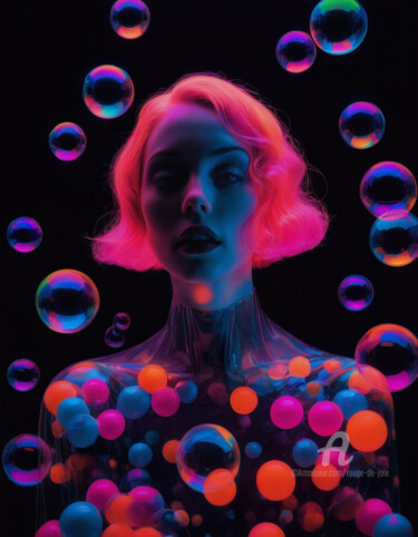 数字艺术 标题为“Latex Bubbles Girl…” 由Rouge De Joie, 原创艺术品, AI生成的图像