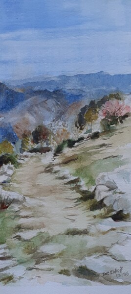 Vers Vialas depuis Gourdouze Painting titled "Vers Vialas depuis…" by Eve Elikoff, Original Artwork, Watercolor