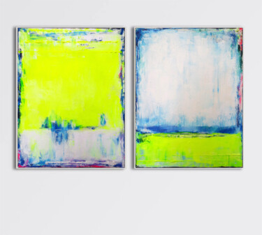 White Yellow Abstract Painting. Will you be free.Lemon Paint Peinture intitulée "White Yellow Abstra…" par Leon Grossmann, Œuvre d'art originale, Acrylique