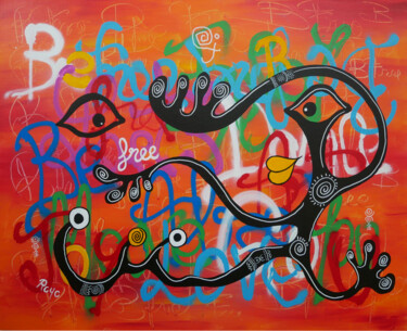 Peinture intitulée "BE FREE 051223" par Jean Jacques Royo, Œuvre d'art originale, Acrylique Monté sur Châssis en bois