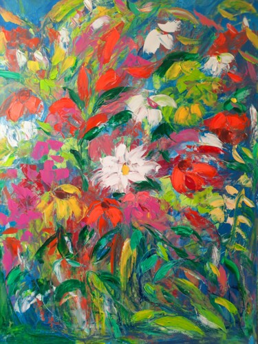 Peinture intitulée "Violet envole pensée" par Sandra Land, Œuvre d'art originale, Huile