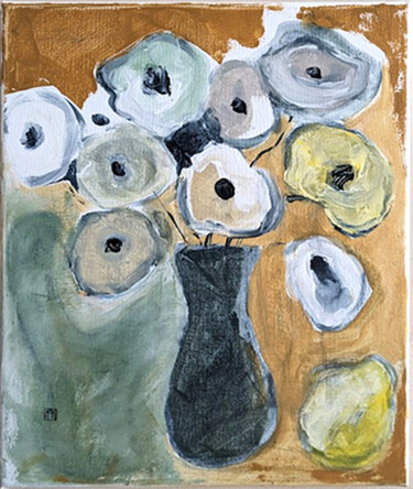 "fleurs dans un pot" başlıklı Tablo Ayako Guerin tarafından, Orijinal sanat, Akrilik Ahşap Sedye çerçevesi üzerine monte edi…