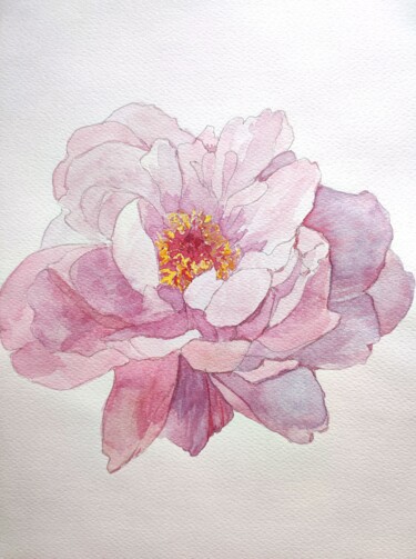 绘画 标题为“Peony flower” 由Tetyana Levchuk, 原创艺术品, 水彩