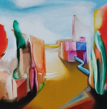 Painting titled "Elemental landscape" by Sentio O.M.T., Original Artwork, Acrylic Mounted on Wood Panel