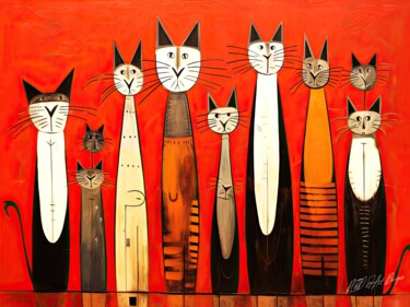 Types Of Cats - Family Of Cats Arts numériques intitulée "Types Of Cats - Fam…" par Sykart Designs, Œuvre d'art originale, Image générée par l'IA
