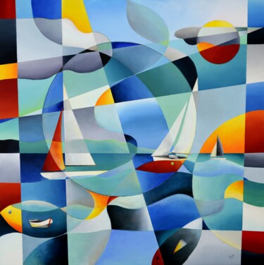Régate avec hallali Peinture intitulée "Régate avec hallali" par Isabelle Guillet Bouloc (ZiB), Œuvre d'art originale, Acrylique Monté sur Châss…