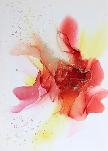 Alizarin Crimson absract original alcohol ink artwork "Alizarin Crimson ab…" başlıklı Tablo Anastasia Ozlu tarafından, Orijinal sanat, Mürekkep