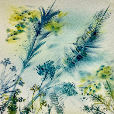 Peinture intitulée "Nature, Série or ve…" par Nathalie Babolat, Œuvre d'art originale, Aquarelle Monté sur Carton