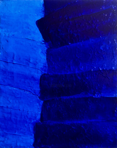 Blue Pattern Painting titled "Blue Pattern" by Marina Gorbachova, Original Artwork, Acrylic Mounted on Wood Panel