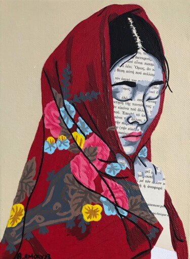 Collages intitulée "Dora" par Annabelle Amory, Œuvre d'art originale, Acrylique Monté sur Carton