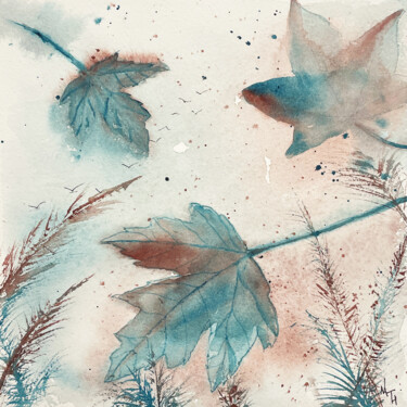 Peinture intitulée "Nature, Série: roug…" par Nathalie Babolat, Œuvre d'art originale, Aquarelle Monté sur Carton